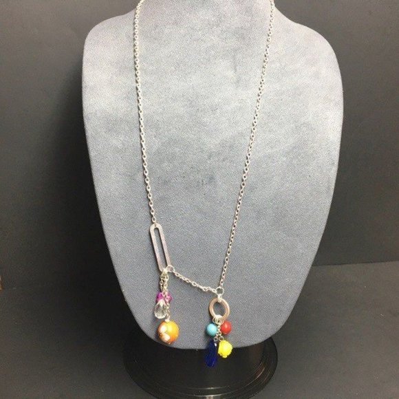 Limited Express Asymmetrical Necklace Multicolor Teardrop Flower Retro BoHo - Picture 1 of 7